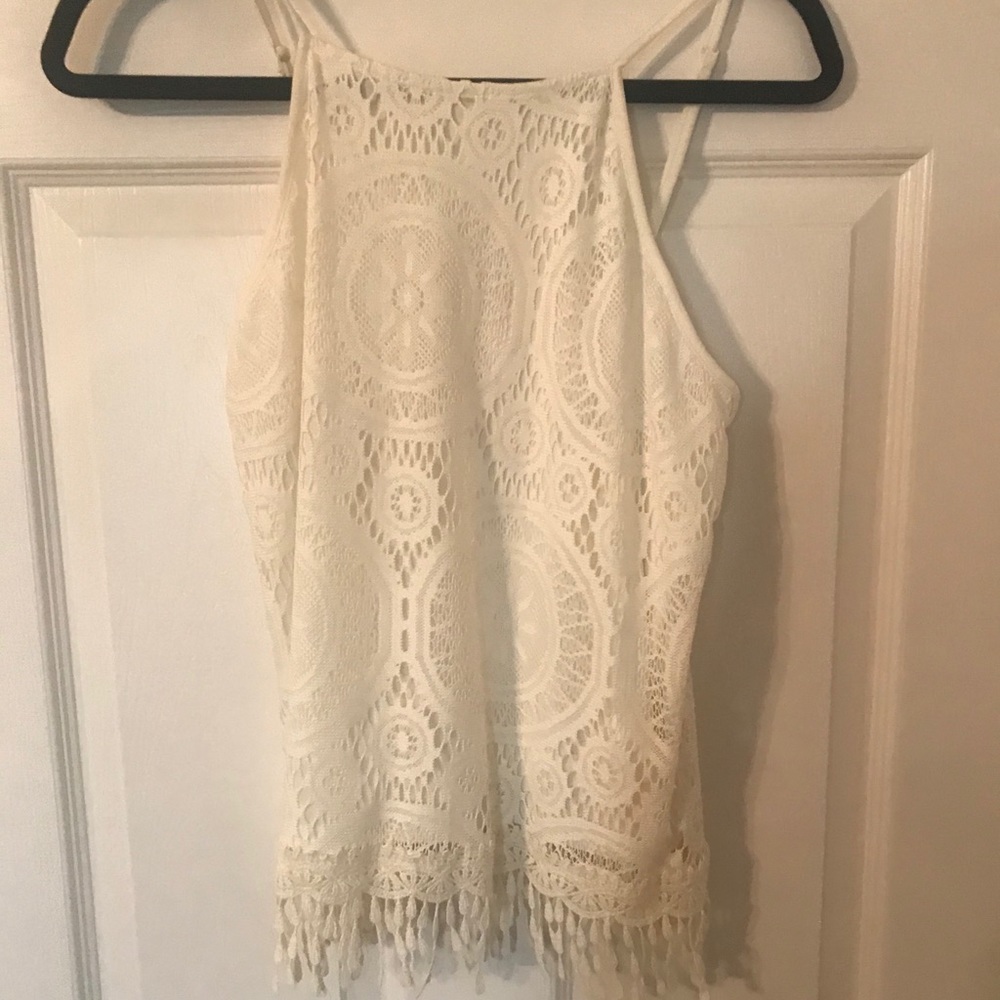 Lace fringe top